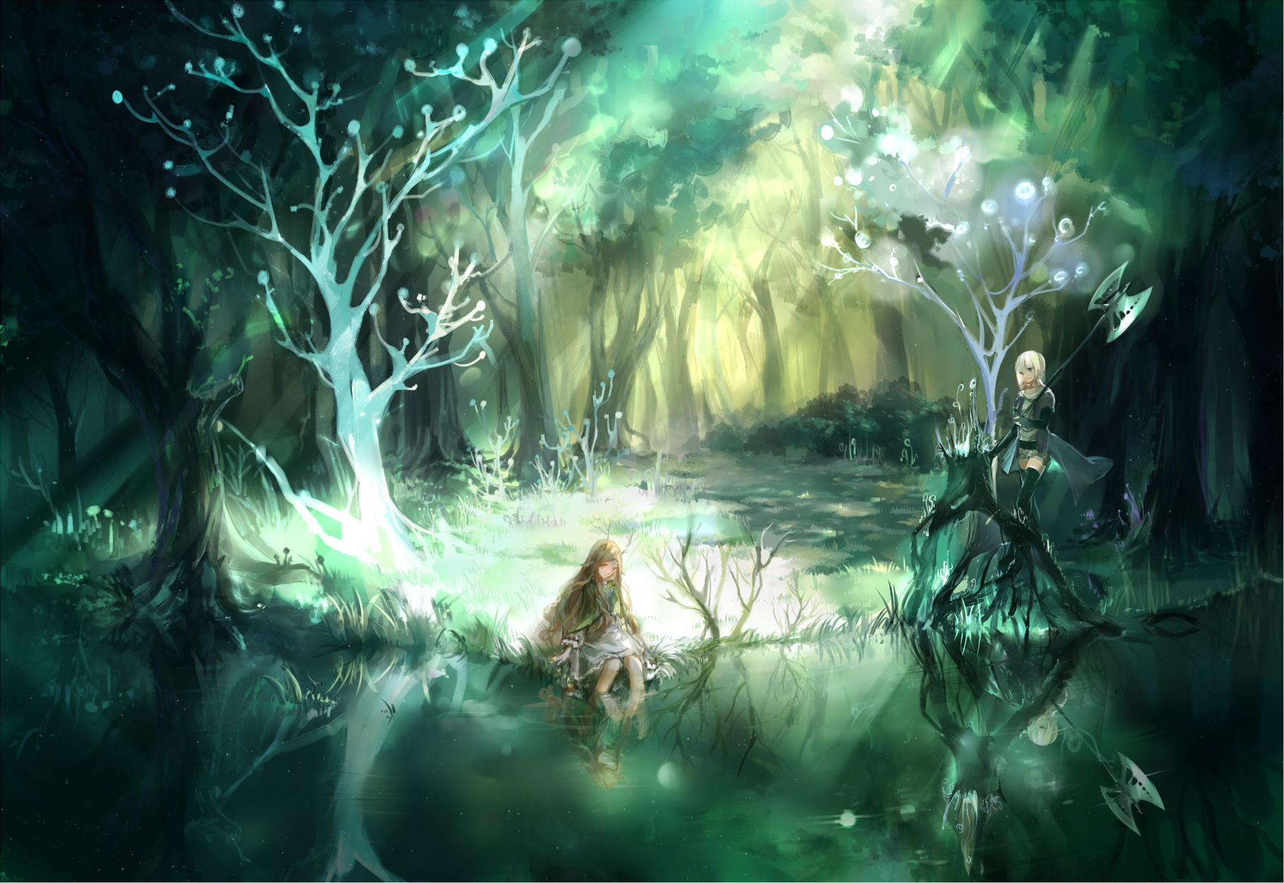 Девушка у лесного болота