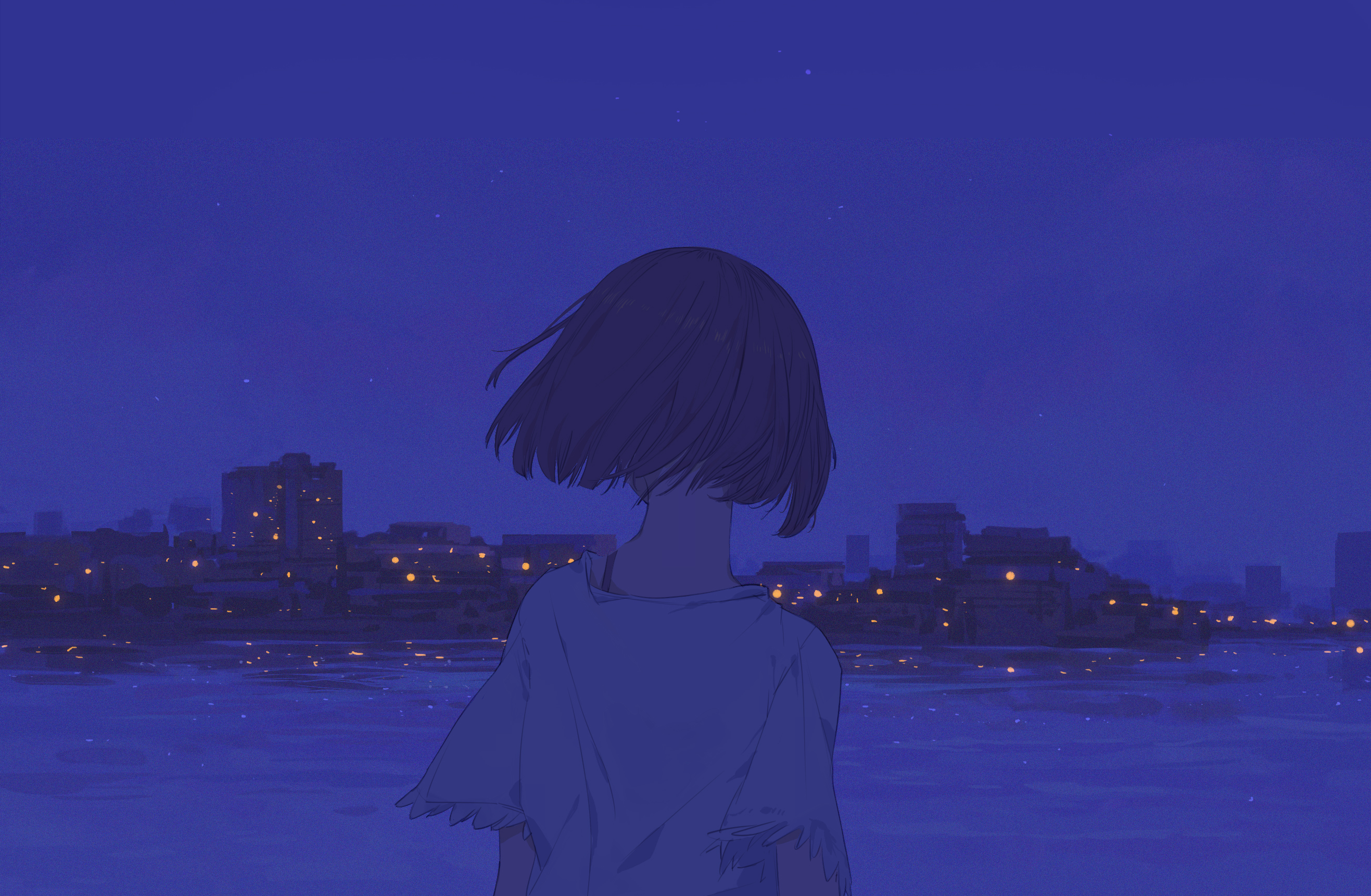 anime ocean night