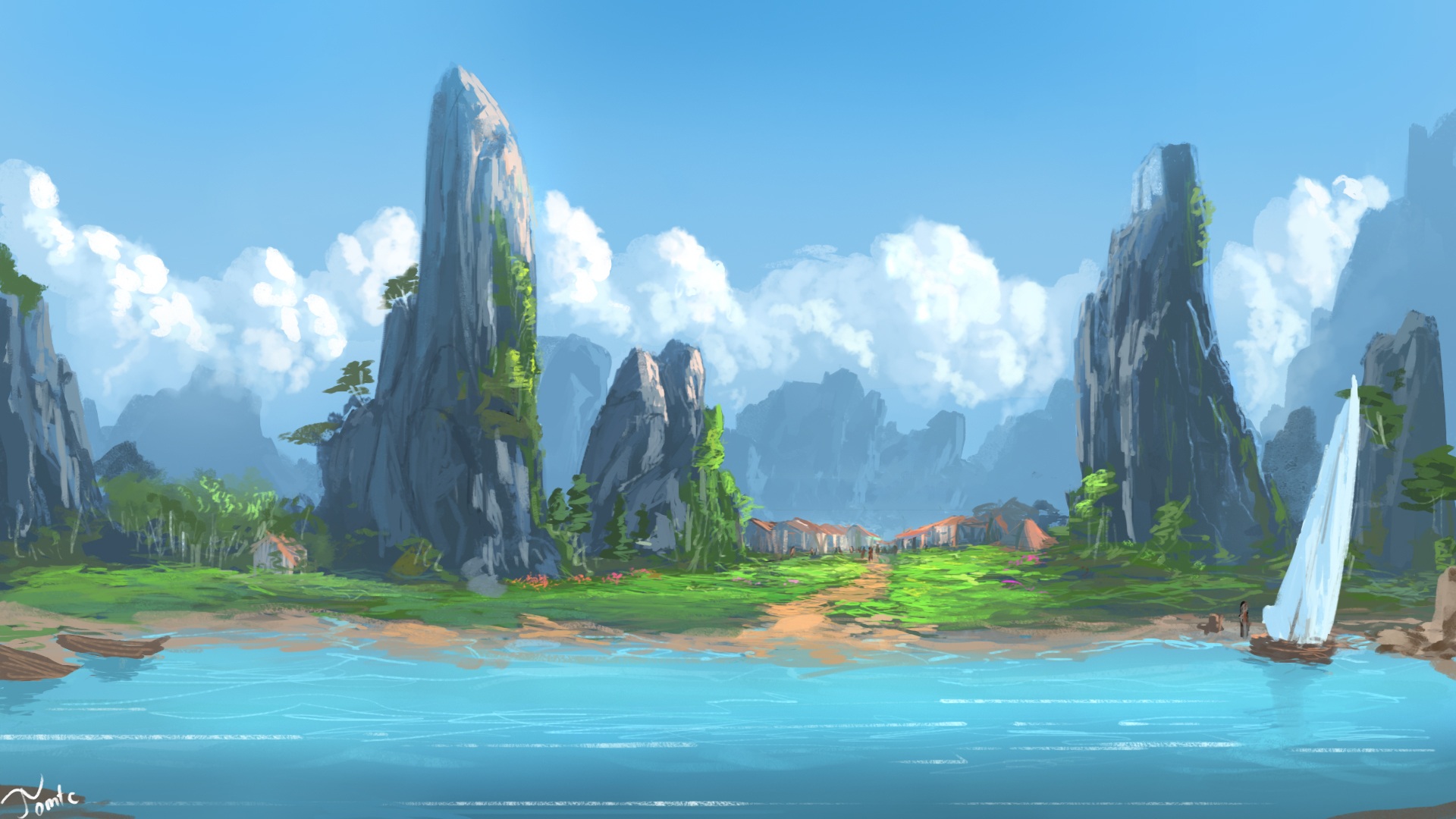 Download Fantasy Landscape Fantasy Landscape HD Wallpaper by Tommy Chandra