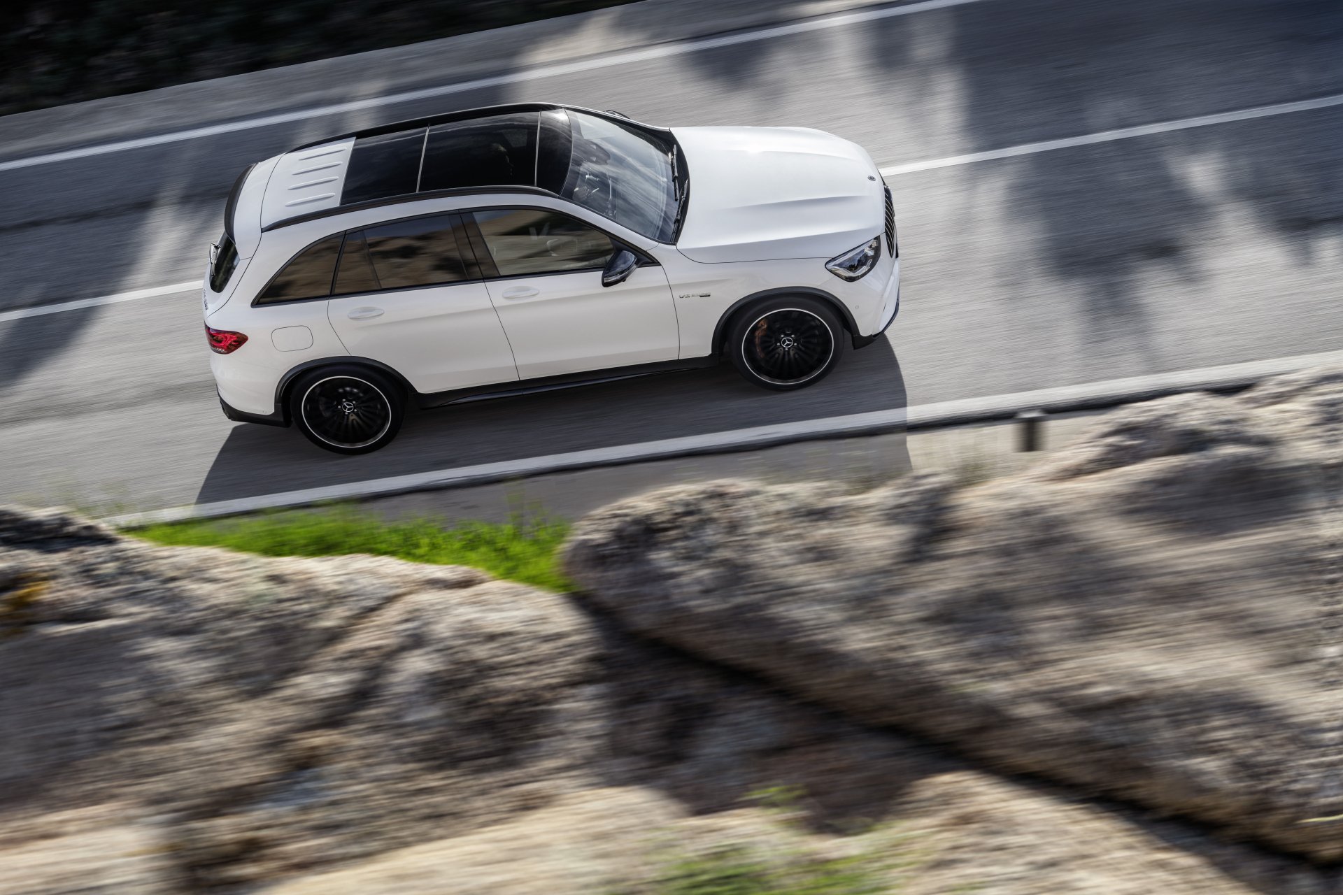 Download SUV White Car Car Mercedes-Benz GLC-Class Mercedes-AMG Vehicle Mercedes-AMG GLC 63 S 8k Ultra HD Wallpaper