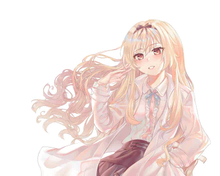 Yue from Arifureta Shokugyou de Sekai Saikyou in a detailed 4K Ultra HD anime wallpaper with soft colors and flowing hair on a white background.