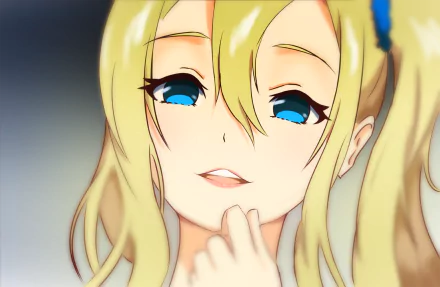 HD anime desktop wallpaper featuring Ai Hayasaka from Kaguya-sama: Love is War with detailed blue eyes and blonde hair.