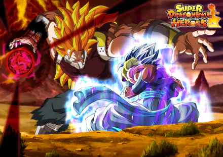 4K Ultra HD Super Dragon Ball Heroes wallpaper featuring intense battle between Super Saiyan 3 Gogeta and Ultra Instinct Cunber in dynamic anime style.