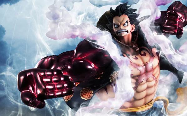 Gear Fourth Monkey D. Luffy from One Piece showcased in dynamic 4K Ultra HD anime wallpaper with vivid colors and intense action.
