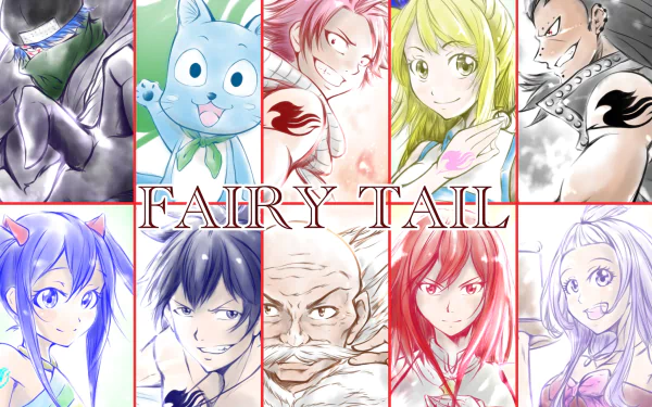 Mirajane Strauss Erza Scarlet Makarov Dreyar Gray Fullbuster Wendy Marvell Gajeel Redfox Lucy Heartfilia Natsu Dragneel Happy (Fairy Tail) Jellal Fernandes Anime Fairy Tail HD Desktop Wallpaper | Background Image