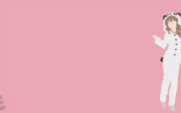 4K Ultra HD anime wallpaper featuring Kaede Azusagawa from Rascal Does Not Dream of Bunny Girl Senpai in a white panda-themed onesie against a soft pink background.