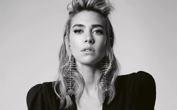 earrings monochrome actress English Celebrity Vanessa Kirby HD Desktop Wallpaper | Background Image