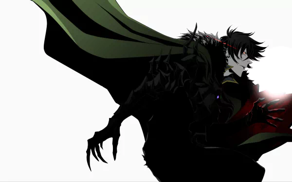 HD desktop wallpaper featuring Naofumi Iwatani from the anime The Rising of the Shield Hero, depicted in a dramatic, dark-themed design.