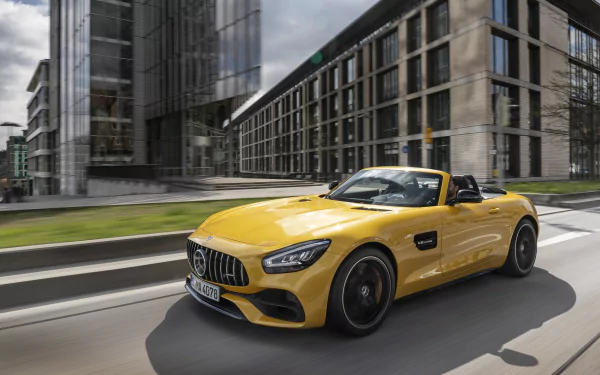 cabriolet supercar yellow car car Mercedes-AMG Mercedes-AMG GT vehicle Mercedes-AMG GT S HD Desktop Wallpaper | Background Image