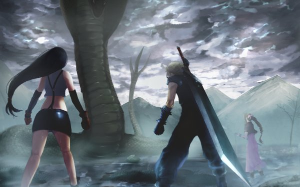 Video Game Final Fantasy VII Final Fantasy Tifa Lockhart Cloud Strife Aerith Gainsborough Buster Sword HD Wallpaper | Background Image