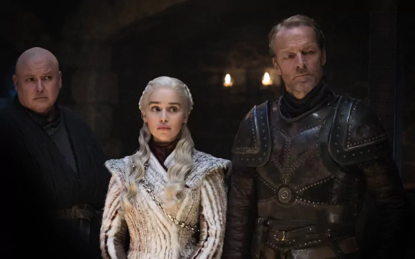 Iain Glen Emilia Clarke Conleth Hill Jorah Mormont Daenerys Targaryen Lord Varys TV Show Game Of Thrones HD Desktop Wallpaper | Background Image