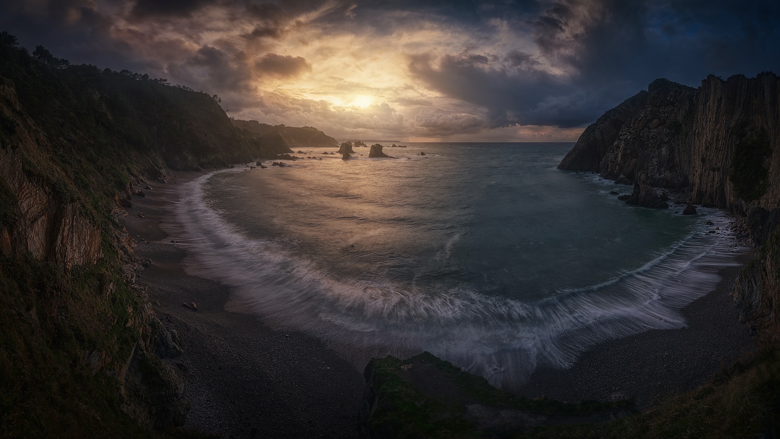 Download Horizon Ocean Cliff Coastline Nature Beach HD Wallpaper