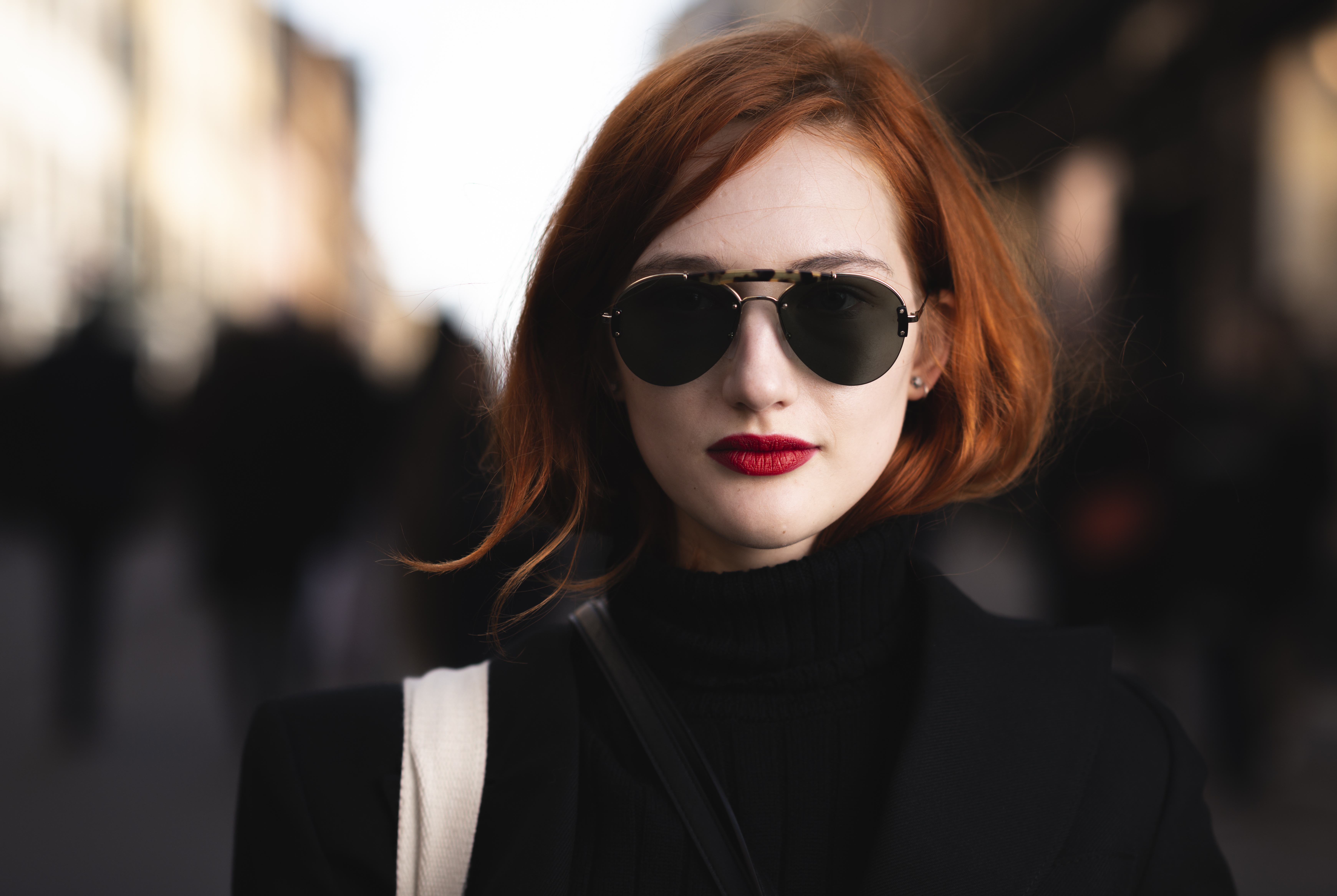 Download Redhead Lipstick Depth Of Field Sunglasses Woman Model 4k ...