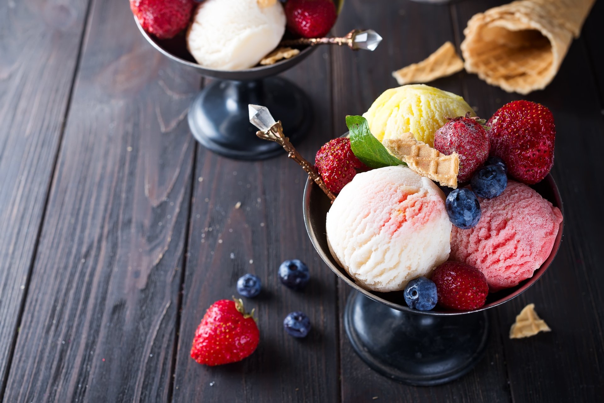 Download Blueberry Strawberry Berry Fruit Still Life Food Ice Cream 4k ...