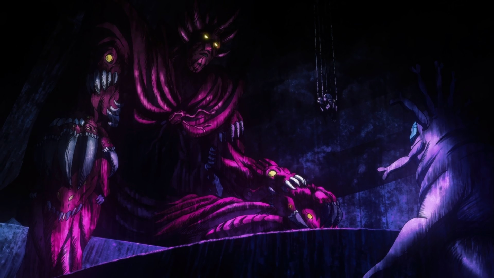 HD PC desktop wallpaper featuring Orochi from One-Punch Man Season 2 in a dark, intense anime scene with Phonk-style lighting and atmosphere.