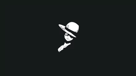 Minimalist 4K Ultra HD wallpaper featuring a monochrome silhouette of Monkey D. Luffy from the anime One Piece on a black background.