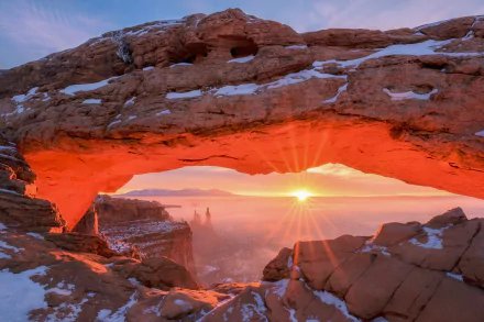 Utah sunrise nature arch Mesa Arch HD Desktop Wallpaper | Background Image