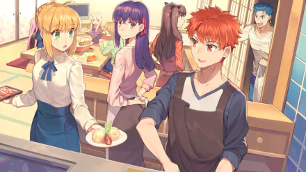 Saber (Fate Series) Rin Tohsaka Sakura Matou Illyasviel Von Einzbern Shirou Emiya Cu Chulainn Artoria Pendragon Anime Today's Menu for the Emiya Family HD Desktop Wallpaper | Background Image