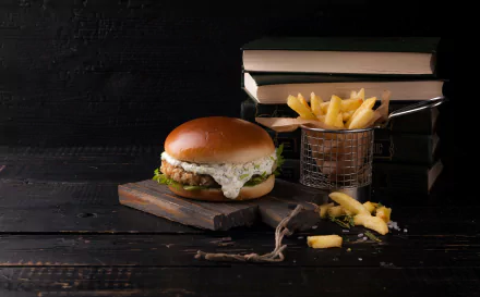 still life french flag book food burger HD Desktop Wallpaper | Background Image