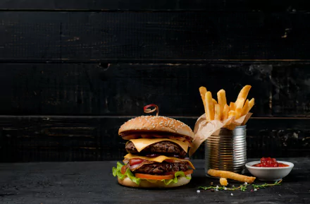french fries still life food burger HD Desktop Wallpaper | Background Image