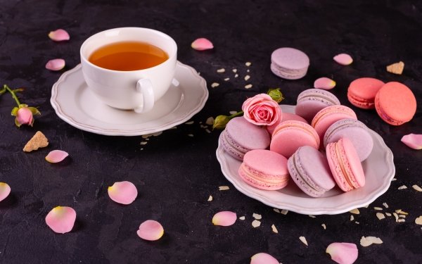 Food Macaron Tea Cup Still Life Sweets HD Wallpaper | Background Image