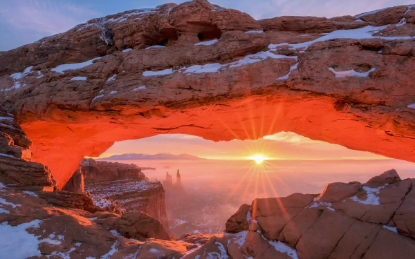 Utah sunrise nature arch Mesa Arch HD Desktop Wallpaper | Background Image
