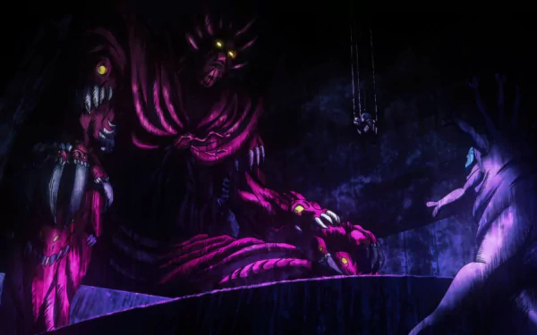 HD PC desktop wallpaper featuring Orochi from One-Punch Man Season 2 in a dark, intense anime scene with Phonk-style lighting and atmosphere.