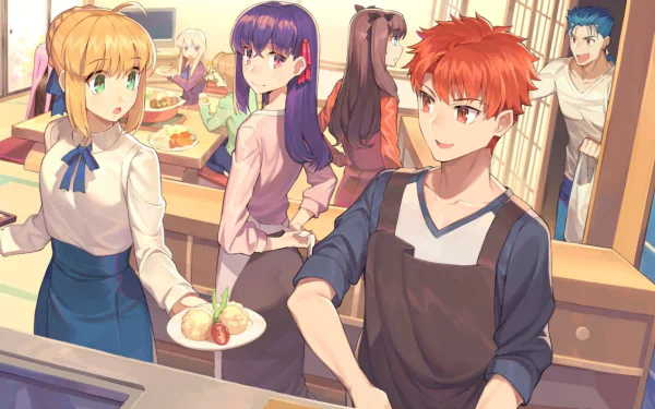 Saber (Fate Series) Rin Tohsaka Sakura Matou Illyasviel Von Einzbern Shirou Emiya Cu Chulainn Artoria Pendragon Anime Today's Menu for the Emiya Family HD Desktop Wallpaper | Background Image