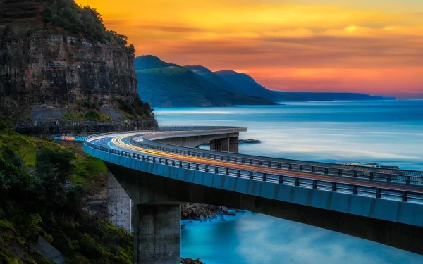Sea Cliff Bridge Australia ocean man made bridge HD Desktop Wallpaper | Background Image
