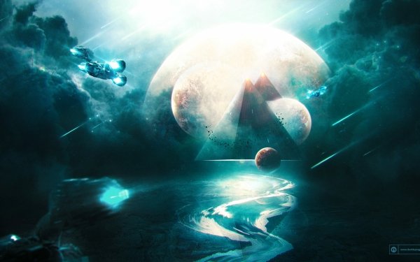 Artistic Desktopography Sci Fi Spaceship Planet HD Wallpaper | Background Image