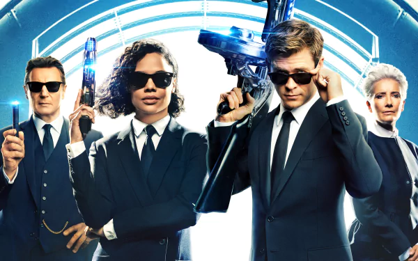 Tessa Thompson Emma Thompson Liam Neeson Chris Hemsworth movie Men in Black: International HD Desktop Wallpaper | Background Image