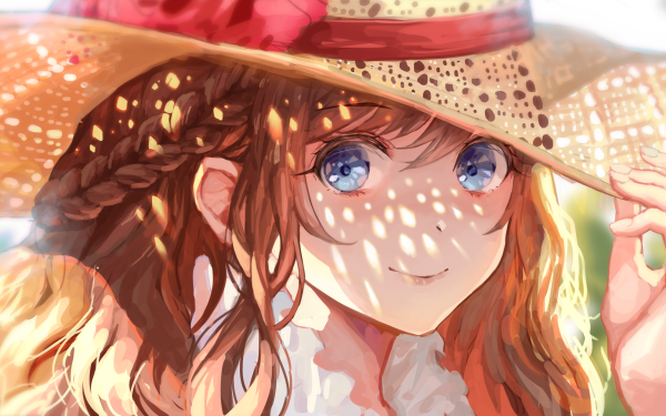 Anime Girl Hat Blue Eyes Braid HD Wallpaper | Background Image