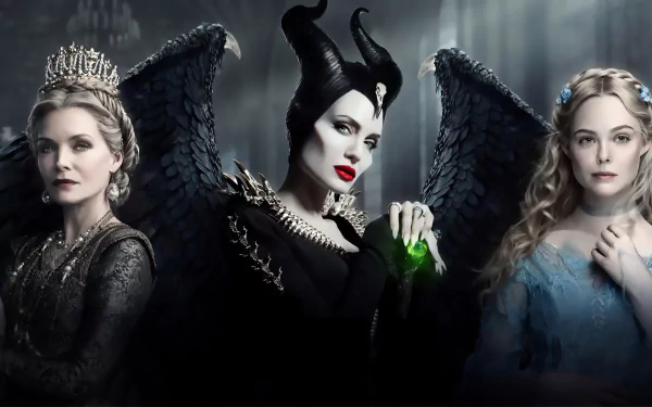 Michelle Pfeiffer Elle Fanning Angelina Jolie movie Maleficent HD Desktop Wallpaper | Background Image