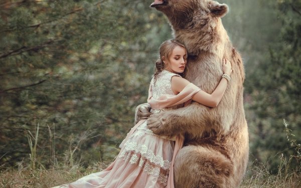 Photography Manipulation Dress Bear Hug Model Mood HD Wallpaper | Background Image