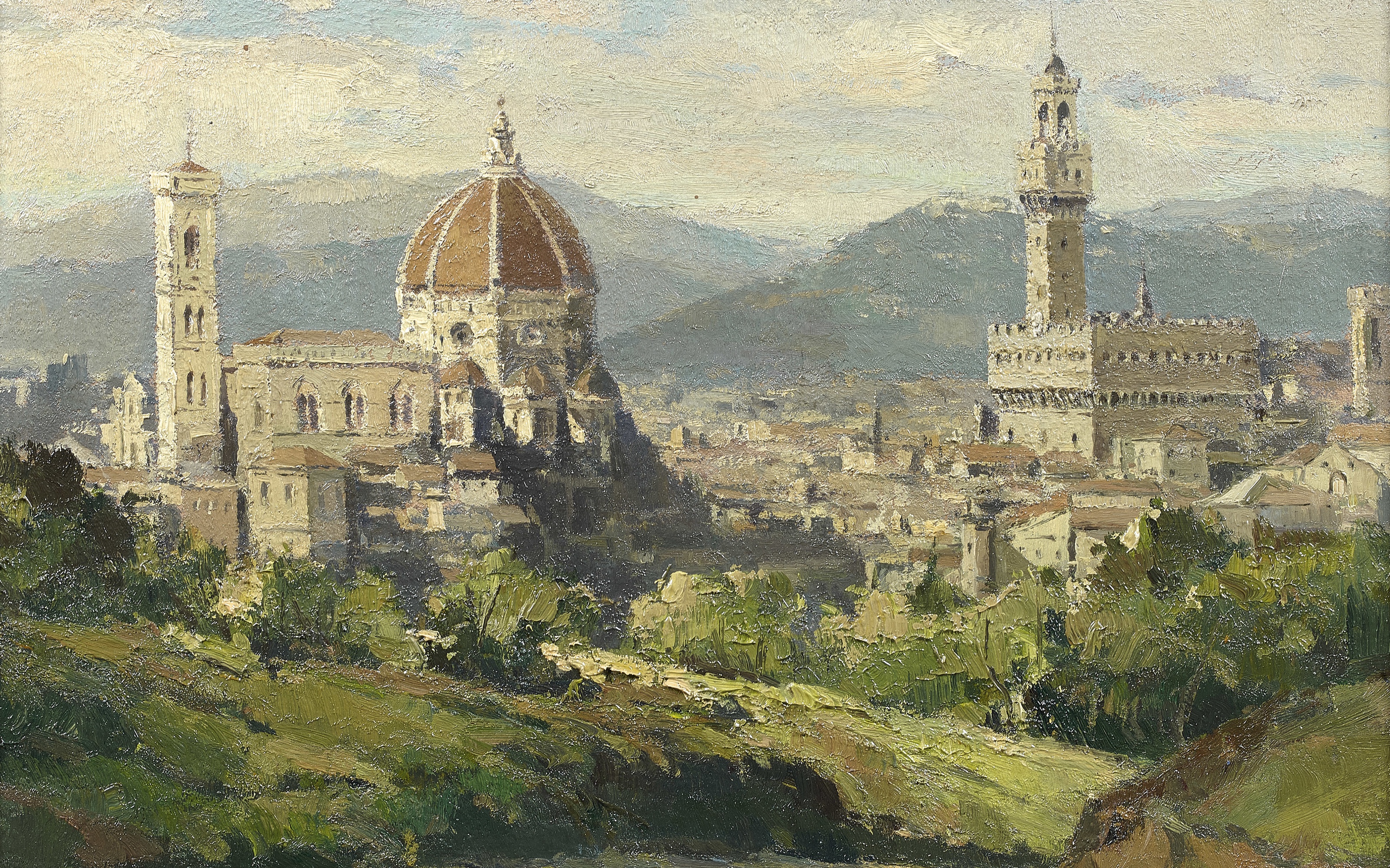 Download Italy Building Cathedral Florence Artistic Painting HD