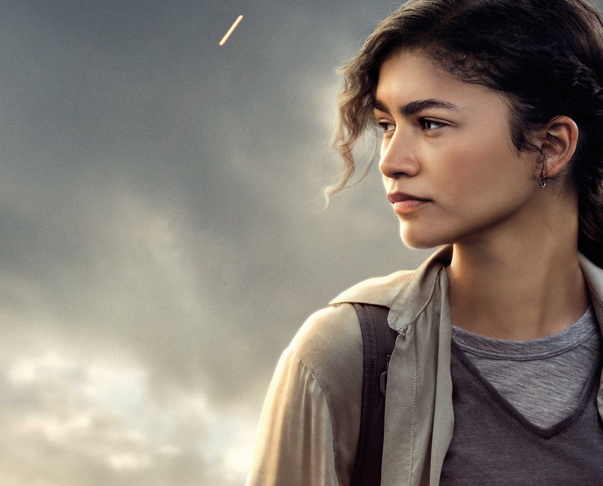 Close-up of Zendaya as Michelle 'MJ' Jones in a dramatic scene from Spider-Man: Far From Home, featured in a 4K Ultra HD PC desktop wallpaper.