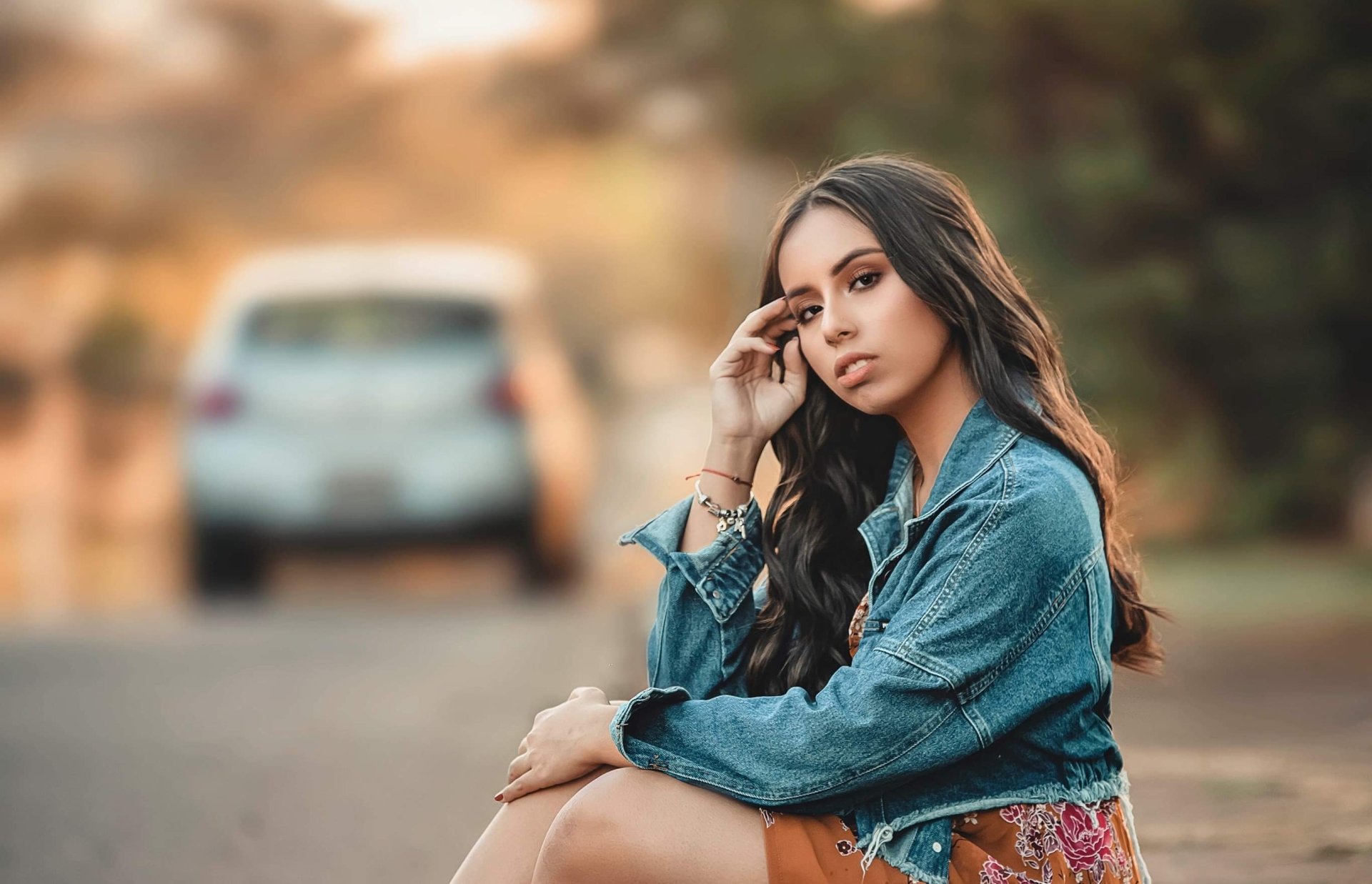 Download Long Hair Depth Of Field Brunette Woman Model HD Wallpaper by Renato Abati