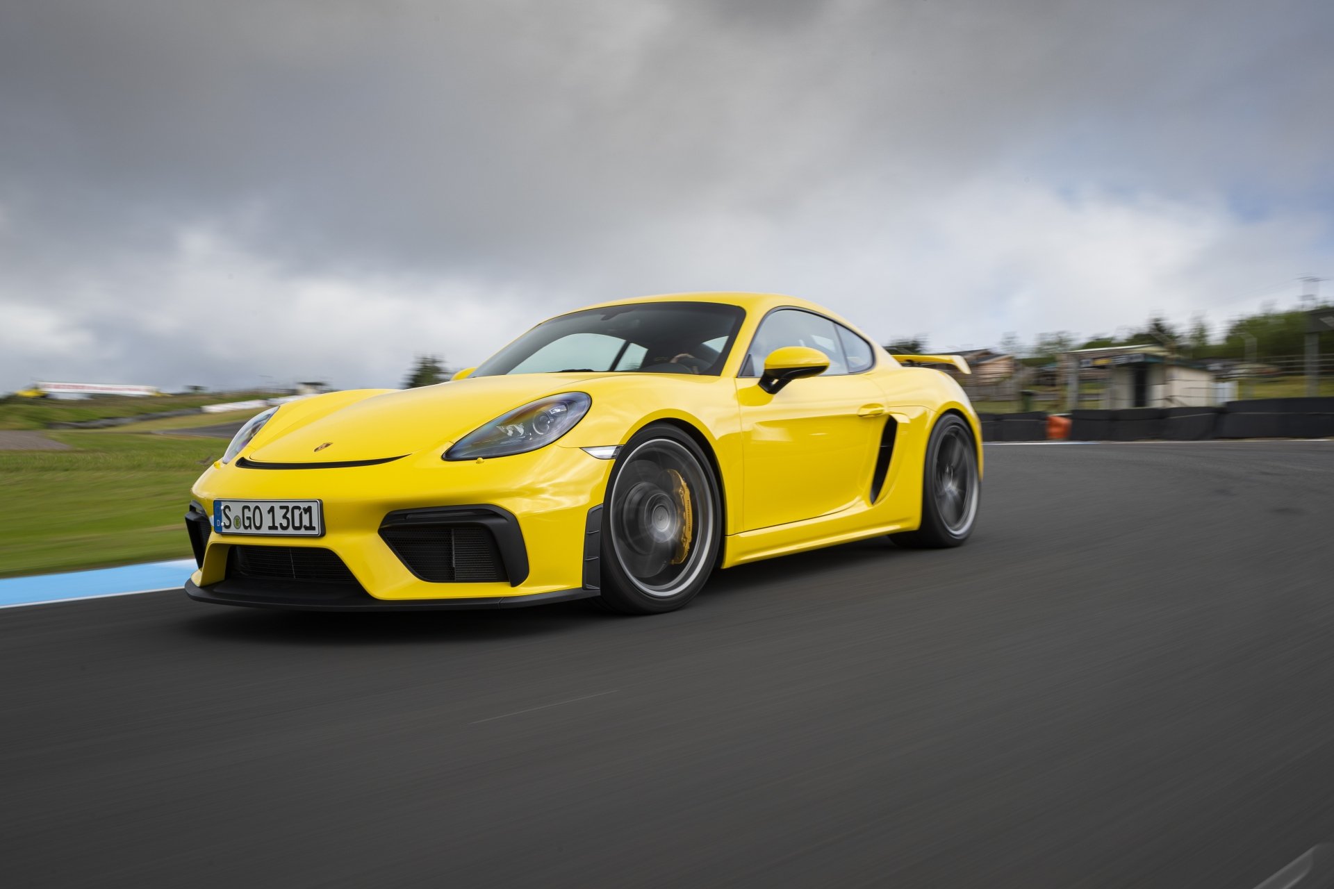 Download Yellow Car Car Porsche Cayman Porsche Vehicle Porsche Cayman GT4 4k Ultra HD Wallpaper