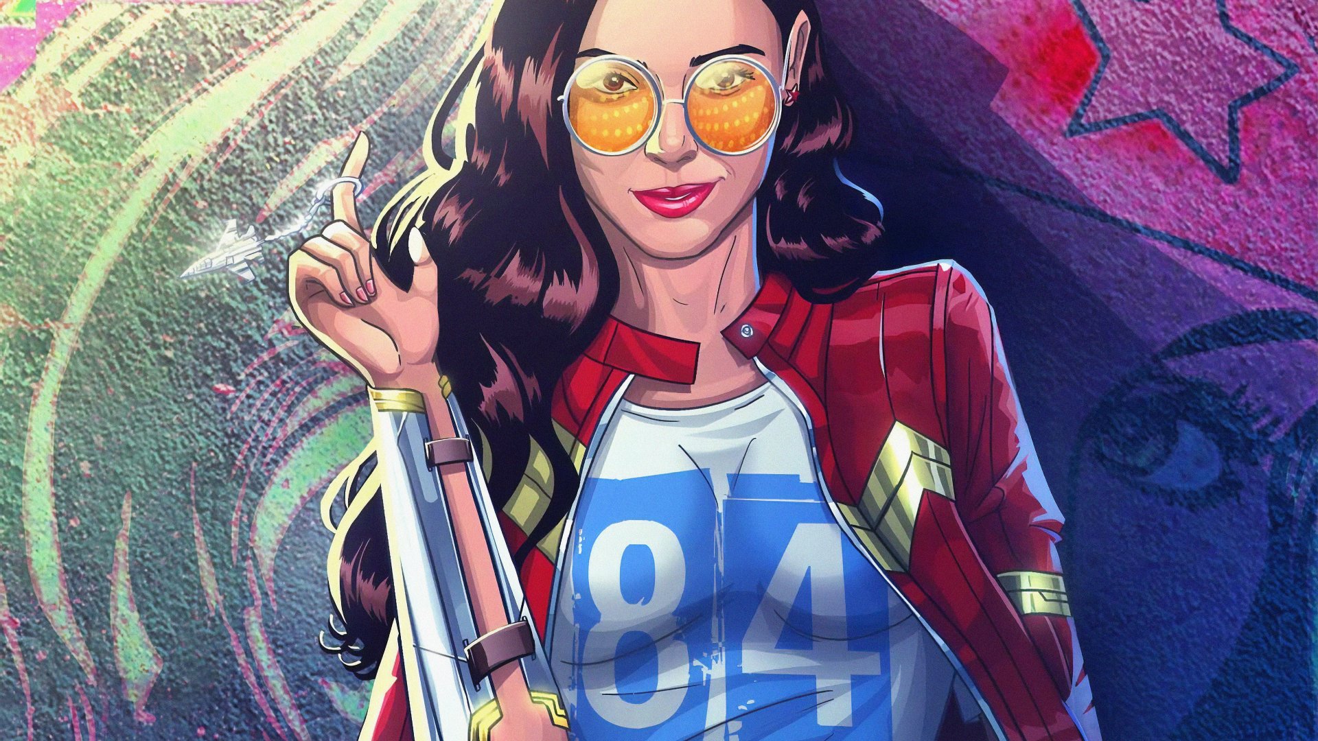 Download Brown Hair Sunglasses Lipstick DC Comics Comic Wonder Woman 4k