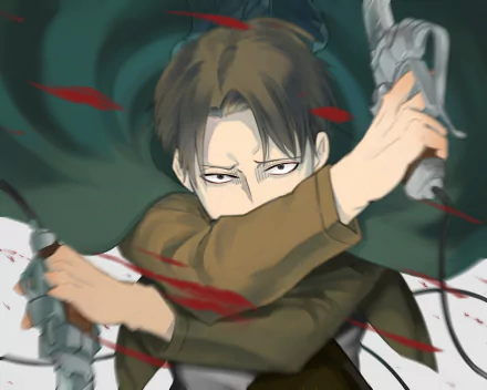 Levi Ackerman from Attack on Titan is depicted in dynamic action with blades, rendered in detailed anime style as a 4K Ultra HD PC desktop wallpaper.