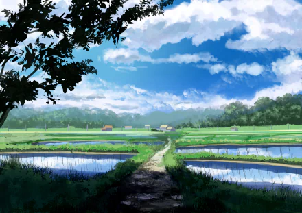 countryside path Anime Original HD Desktop Wallpaper | Background Image