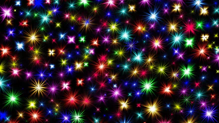 A vibrant 4K Ultra HD Christmas abstract background featuring bright, colorful sparkles and lights against a dark backdrop, creating a festive and lively atmosphere.