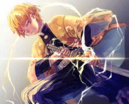 Zenitsu Agatsuma Anime Demon Slayer: Kimetsu no Yaiba HD Desktop Wallpaper | Background Image