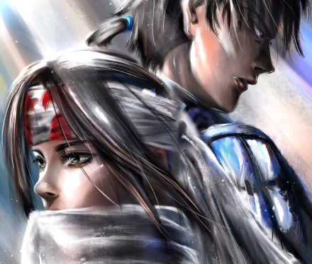 HD PC desktop wallpaper featuring anime characters Kyou Kai and Shin from Kingdom, showcasing detailed and dynamic artwork with a dramatic, intense atmosphere.