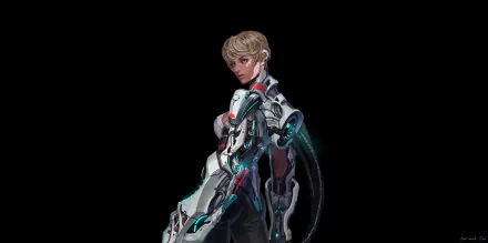 yellow eyes short hair blonde Sci Fi cyborg HD Desktop Wallpaper | Background Image