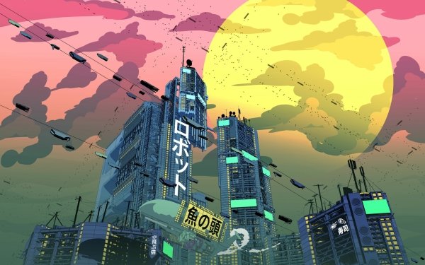 Sci Fi City Building Skyscraper Futuristic Japanese Cloud Sun HD Wallpaper | Background Image