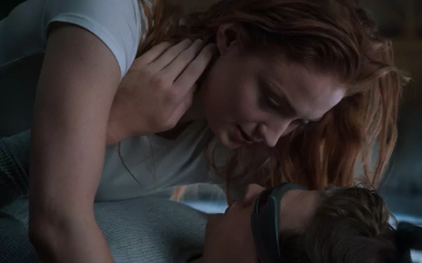 Close-up scene from X-Men: Dark Phoenix featuring Jean Grey and Scott Summers (Cyclops) in an intimate moment, captured in 8K Ultra HD quality.