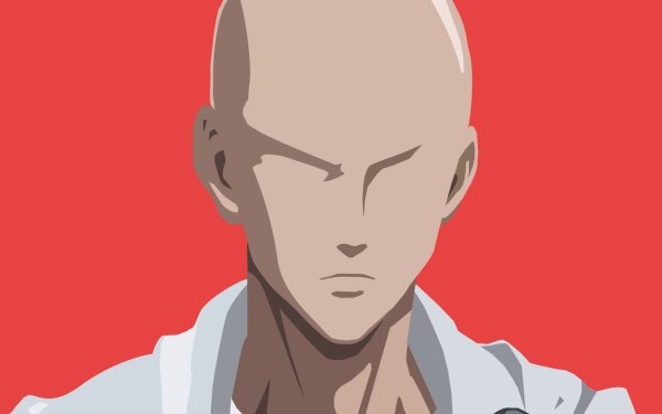 Anime One-Punch Man Saitama Vector Bald Cape Minimalist Close-Up HD Wallpaper | Background Image