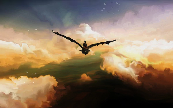 Toothless soaring through a vibrant night sky, from the movie How to Train Your Dragon: The Hidden World, on a detailed HD desktop wallpaper.