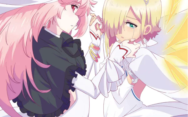 HD anime wallpaper featuring Mink and Organ from Maou-sama Retry!, showcasing vibrant colors and detailed character art for a PC desktop background.